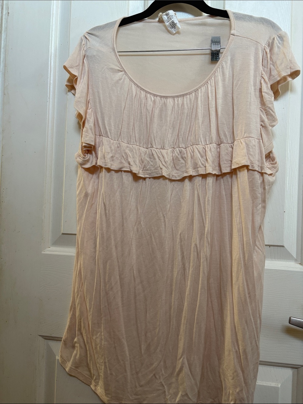 BiBi Light Blush Ruffle Scoop Neck Tunic
